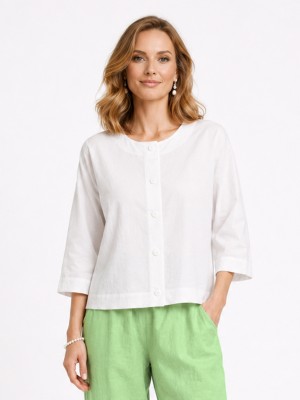 Bolerko z rękawem 3/4 białe 6250