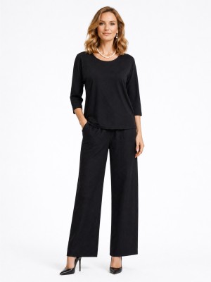 Spodnie z lnu czarne 0218