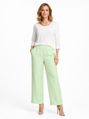 Spodnie z lnu limonka 0226