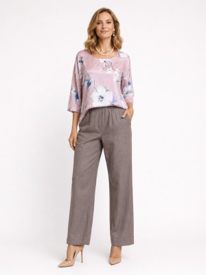 Spodnie z lnu taupe 0231