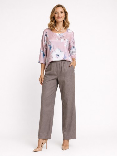 Spodnie z lnu taupe 0231