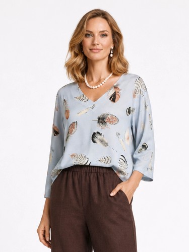 Bluzka z tkaniny satynowanej, popiel 1978