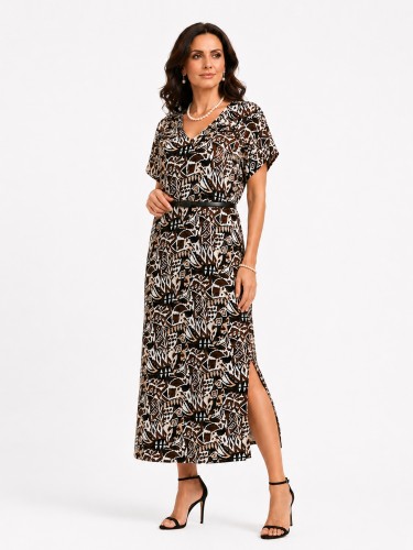 Sukienka kimono z geometryczno etnicznym printem 685