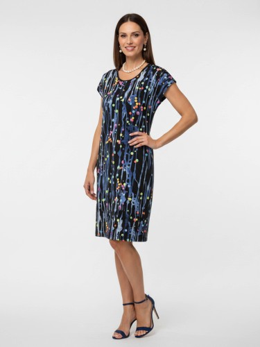 Sukienka kimono w kolorowe kropki czarna 346
