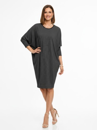 Sukienka kimono oversize w paski, grafitowa 474