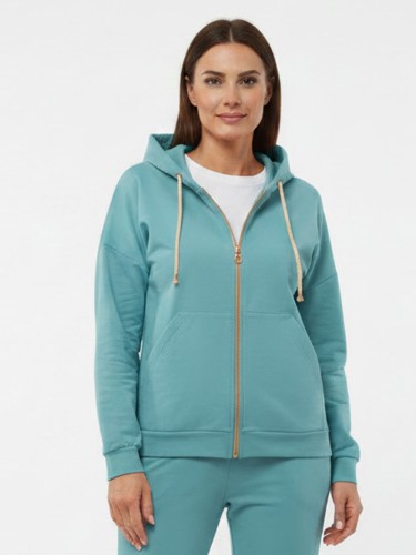 Bluza z kapturem, turkusowa 04