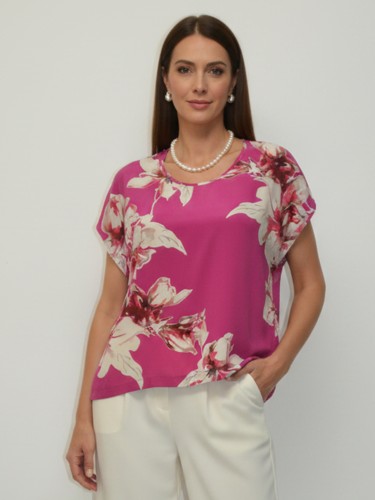Bluzka kimono z jedwabiu z kwiatowym motywem 5275
