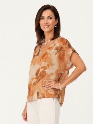 Bluzka kimono z jedwabiu w malarski wzór 5277
