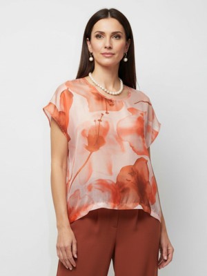 Bluzka kimono z jedwabiu w akwarelowe kwiaty 5278