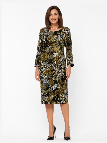 Sukienka kimono z dzianiny w drobny wzór czarna 358