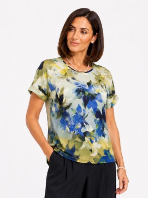 Bluzka kimono z dzianiny wiskozowej w kwiatowy wzór 5292