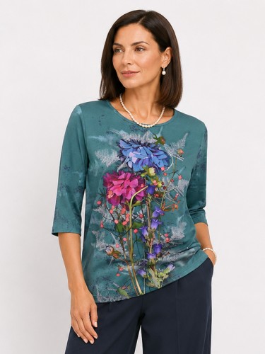 Bluzka damska z kwiatowym nadrukiem 6020