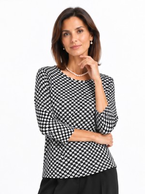 Bluzka kimono w pepitkę czarno-biała 6070