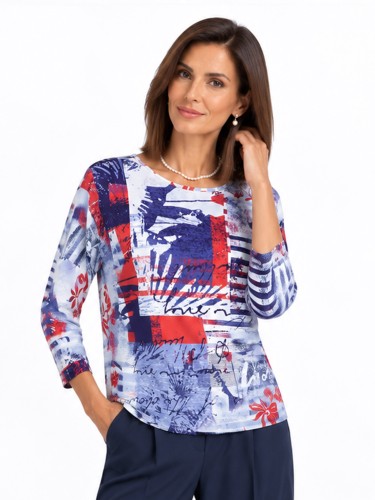 Bluzka kimono w abstrakcyjny wzór 6064