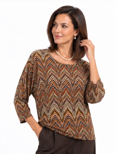 Bluzka kimono w geometryczny wzór miodowy 6076