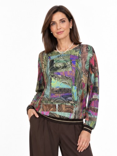 Bluzka kimono ze ściągaczem, kolorowa 7111