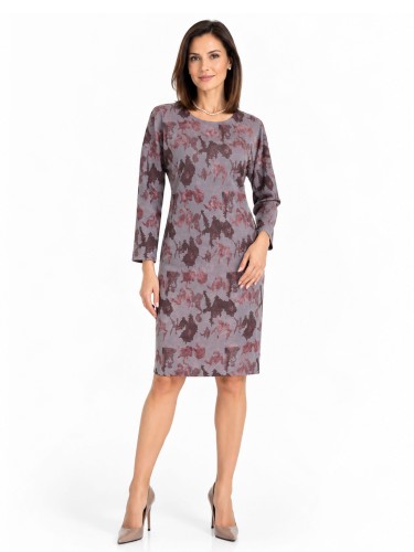 Sukienka kimono z ozdobnej dzianiny bordo 351