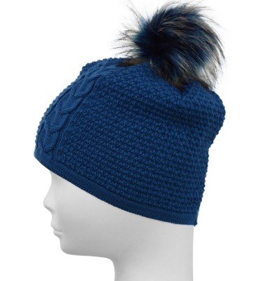 Czapka z ozdobnym splotem, morski 041