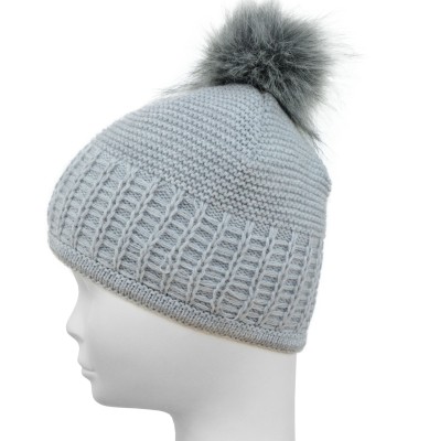 Czapka z pomponem, popiel 044