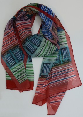 Szal w graficzny wzór czerwony 108