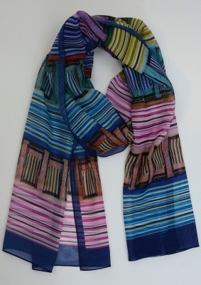 Szal w graficzny wzór niebieski 108