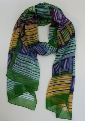 Szal w graficzny wzór zielony 108
