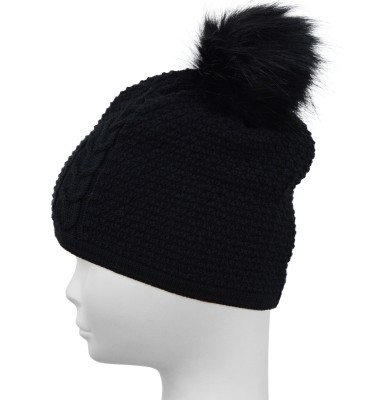 Czapka z ozdobnym splotem, czarna 041