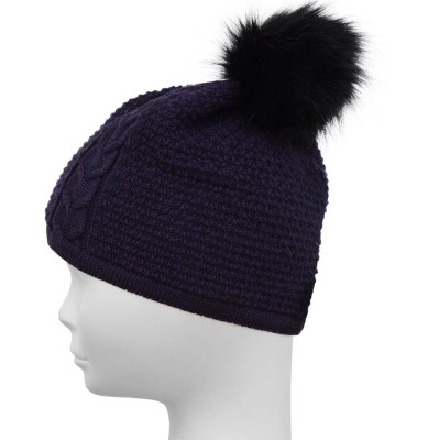 Czapka z ozdobnym splotem, fioletowa 041