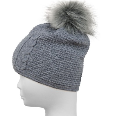 Czapka z ozdobnym splotem, szara 041