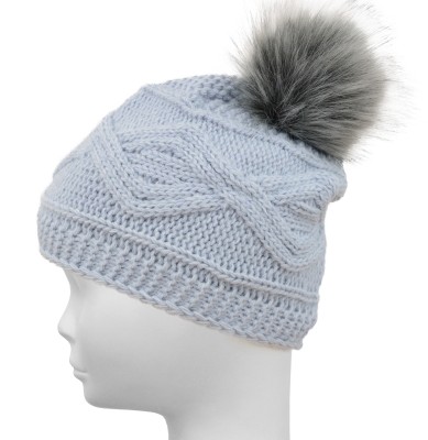 Czapka z ozdobnym splotem, popiel 043