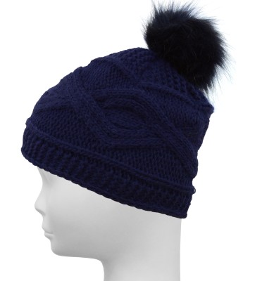 Czapka z ozdobnym splotem, granat 043