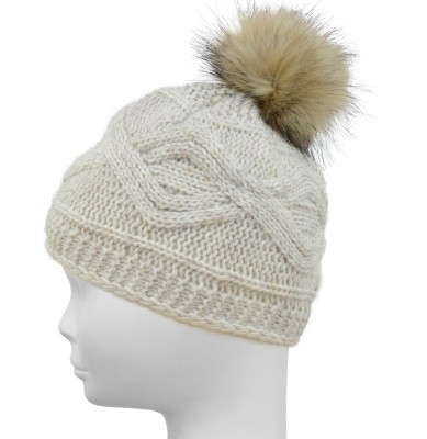 Czapka z ozdobnym splotem, écru 043