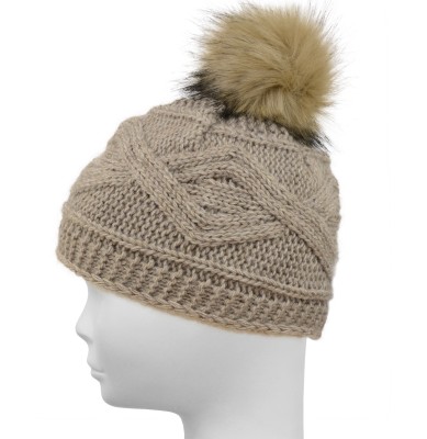 Czapka z ozdobnym splotem, beż 043