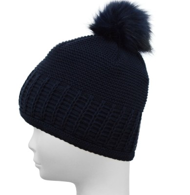Czapka z pomponem, granat 044