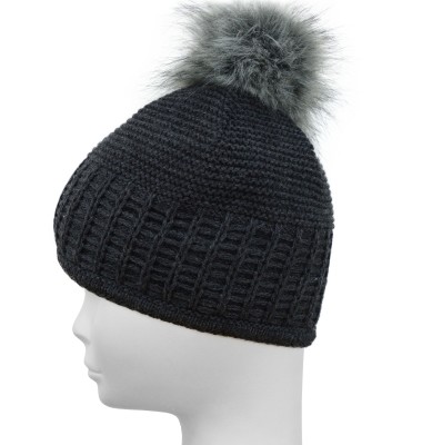 Czapka z pomponem, grafit 044