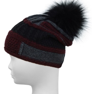 Czapka z wełną, bordo 038