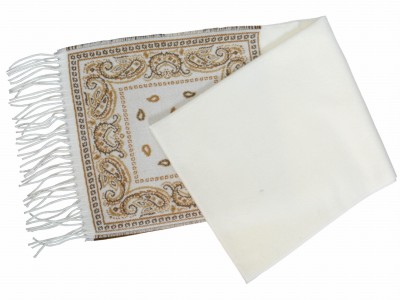 Szal z motywem paisley, ecru 197