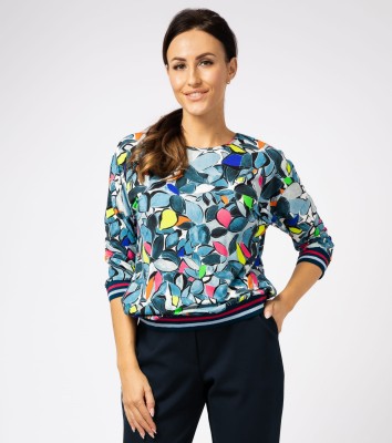 Bluzka damska kimono ze ściągaczem, jeans 6053