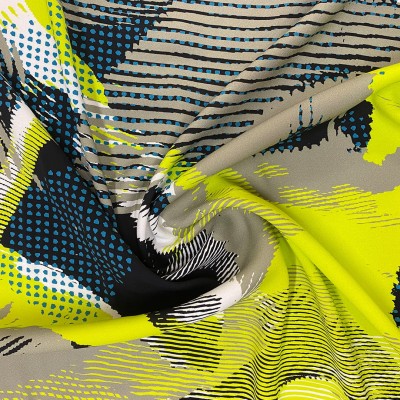 Tkanina wiskozowa w graficzny wzór, limonka WI46